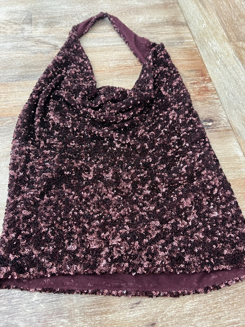 Zara Burgundy Sequin Top - Size M